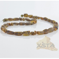 Amber green necklace raw